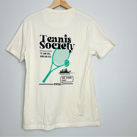 Tennis Society Denim & Flower Graphic Tee Medium - Picture 9 of 9